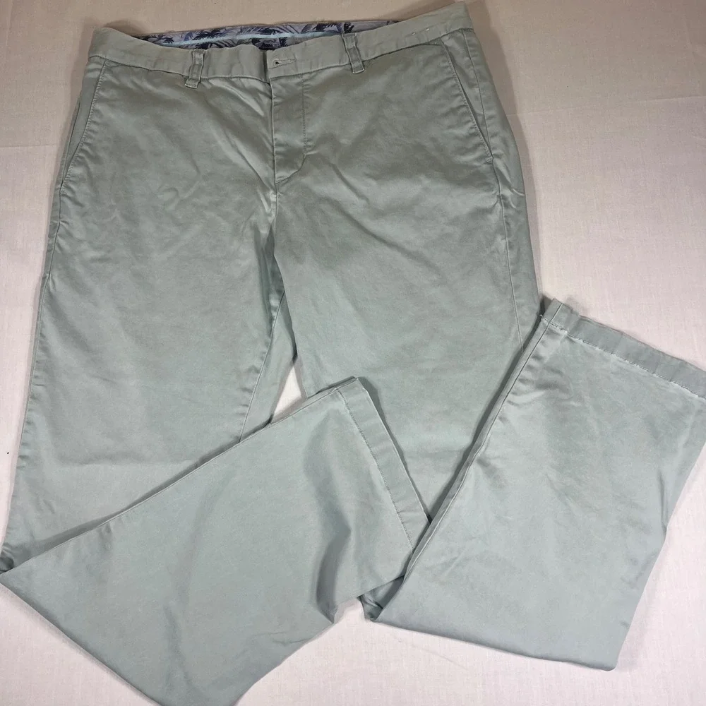 Tommy Bahama Boracay Chino Pants Mens 36x32 Light Green Stretch Straight Leg
